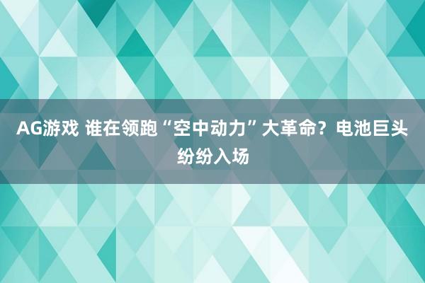 AG游戏 谁在领跑“空中动力”大革命?电池巨头纷纷入场