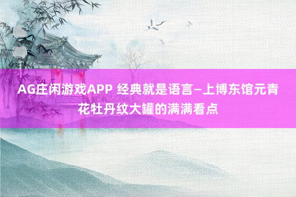 AG庄闲游戏APP 经典就是语言—上博东馆元青花牡丹纹大罐的满满看点