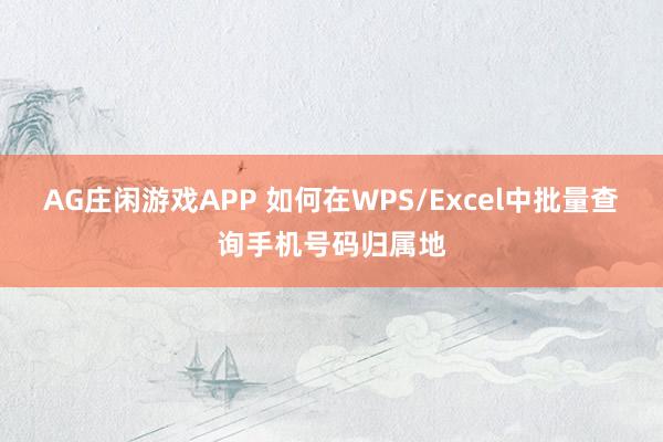 AG庄闲游戏APP 如何在WPS/Excel中批量查询手机号码归属地