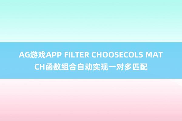AG游戏APP FILTER CHOOSECOLS MATCH函数组合自动实现一对多匹配