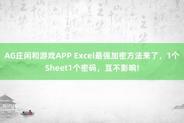 AG庄闲和游戏APP Excel最强加密方法来了，1个Sheet1个密码，互不影响!