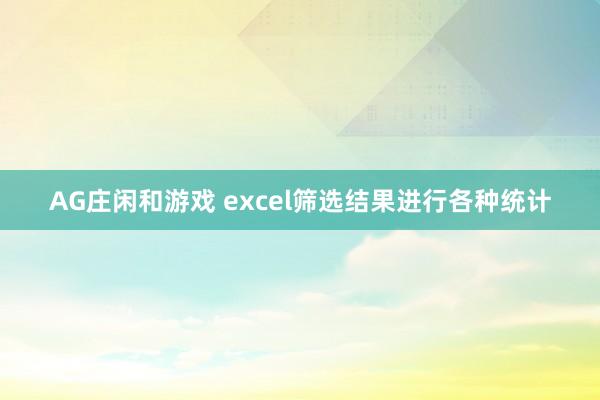 AG庄闲和游戏 excel筛选结果进行各种统计