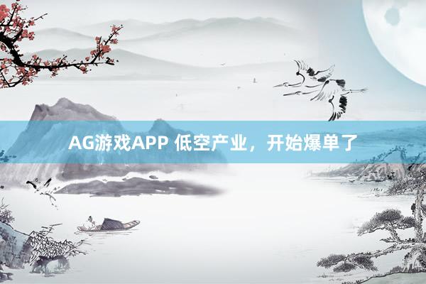AG游戏APP 低空产业，开始爆单了