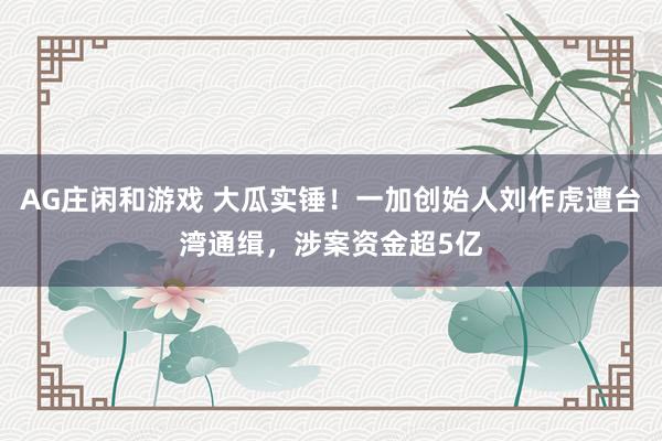 AG庄闲和游戏 大瓜实锤！一加创始人刘作虎遭台湾通缉，涉案资金超5亿