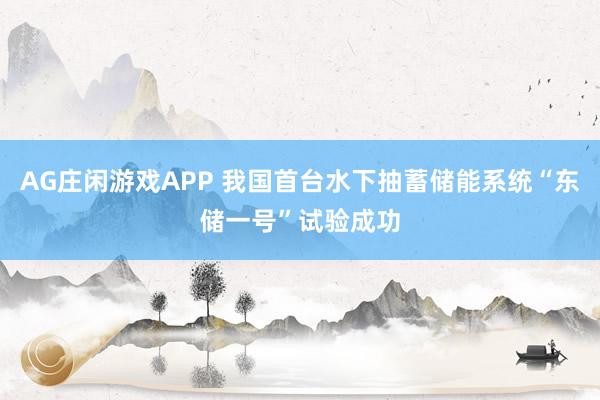 AG庄闲游戏APP 我国首台水下抽蓄储能系统“东储一号”试验成功