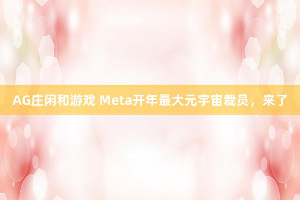 AG庄闲和游戏 Meta开年最大元宇宙裁员，来了