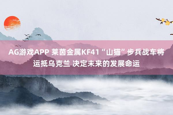 AG游戏APP 莱茵金属KF41“山猫”步兵战车将运抵乌克兰 决定未来的发展命运