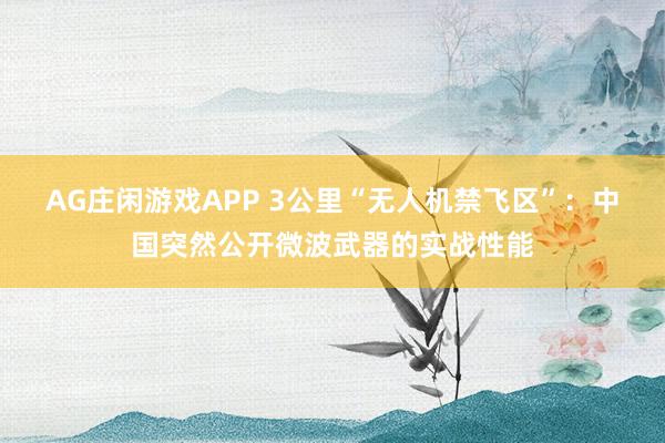 AG庄闲游戏APP 3公里“无人机禁飞区”：中国突然公开微波武器的实战性能