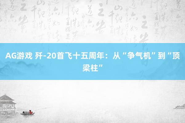 AG游戏 歼-20首飞十五周年：从“争气机”到“顶梁柱”