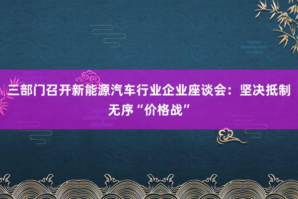 三部门召开新能源汽车行业企业座谈会：坚决抵制无序“价格战”