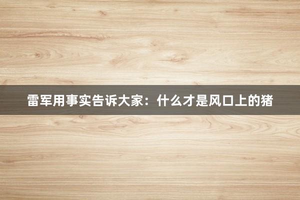 雷军用事实告诉大家：什么才是风口上的猪