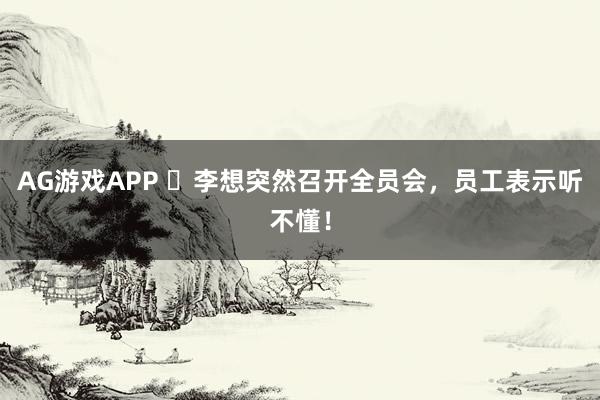AG游戏APP 李想突然召开全员会,员工表示听不懂!