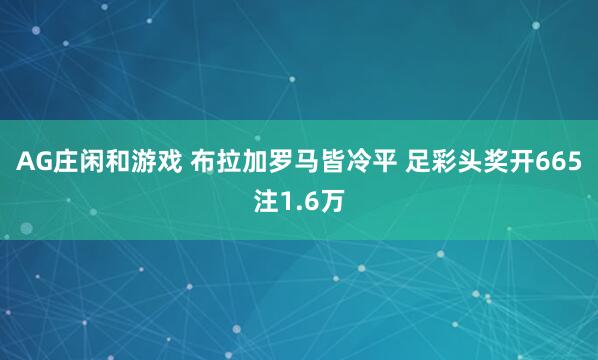 AG庄闲和游戏 布拉加罗马皆冷平 足彩头奖开665注1.6万