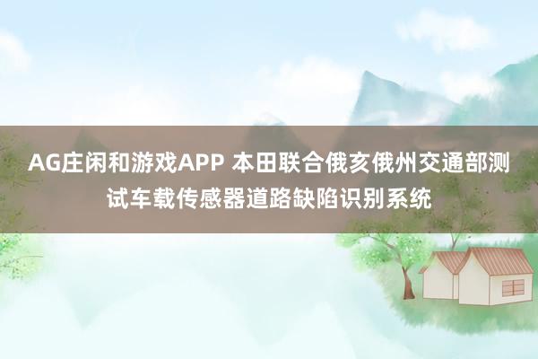 AG庄闲和游戏APP 本田联合俄亥俄州交通部测试车载传感器道路缺陷识别系统